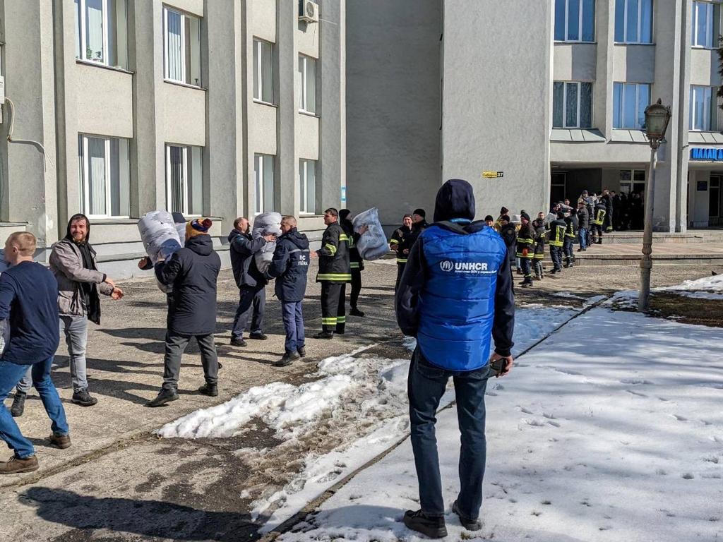 Humanitarian aid from a UN convoy being unloaded in Sumy, Ukraine. Picture: United Nations/AFP