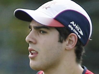 Melbourne training at Gosch's Paddock. Christian Petracca runs with Daniel Cross . Pic: Michael Klein