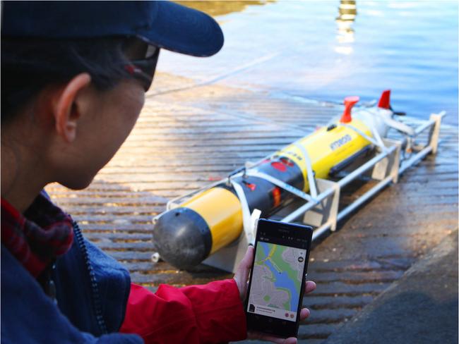 Here the Defence Science and Technology Group (DSTG) conducts trials of new mobile device software to track the operation of an underwater vehicle used for mine countermeasures. Picture: Defence