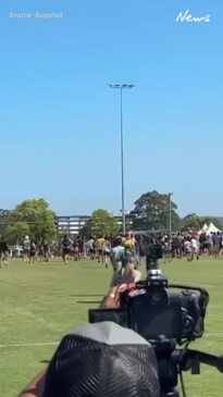 Crowd reacts to brawl at Koori Knockout