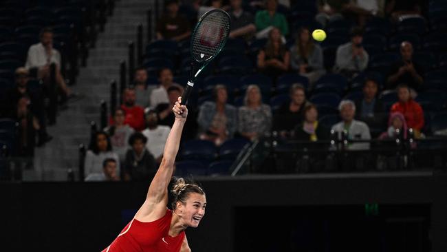 The crowd had thinned out by the time Sabalenka stepped on court. Picture: Anthony Wallace/AFP