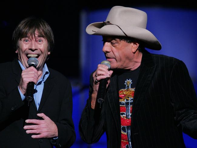 John Paul Young and Ian 'Molly' Meldrum at the Countdown Spectacular at Rod Laver Arena, Melbourne.