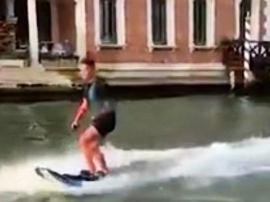 The mayor of Venice posted a video of the stunt to Twitter.