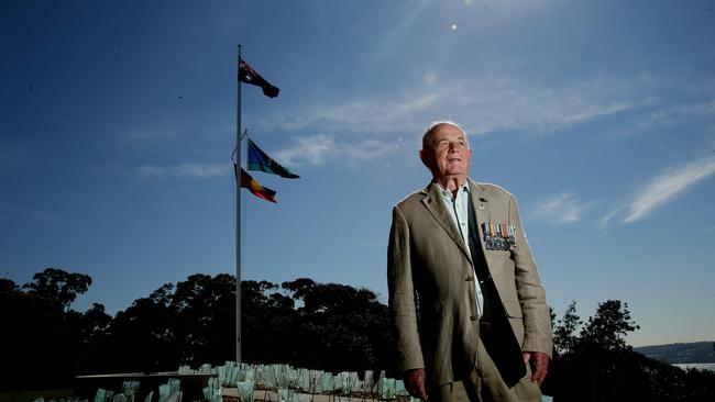 Mosman RSL Sub-Branch president Ian Henderson at the new Georges Heights commemorative lookout which is ready for the Anzac Day dawn service. Picture: Annika Enderborg
