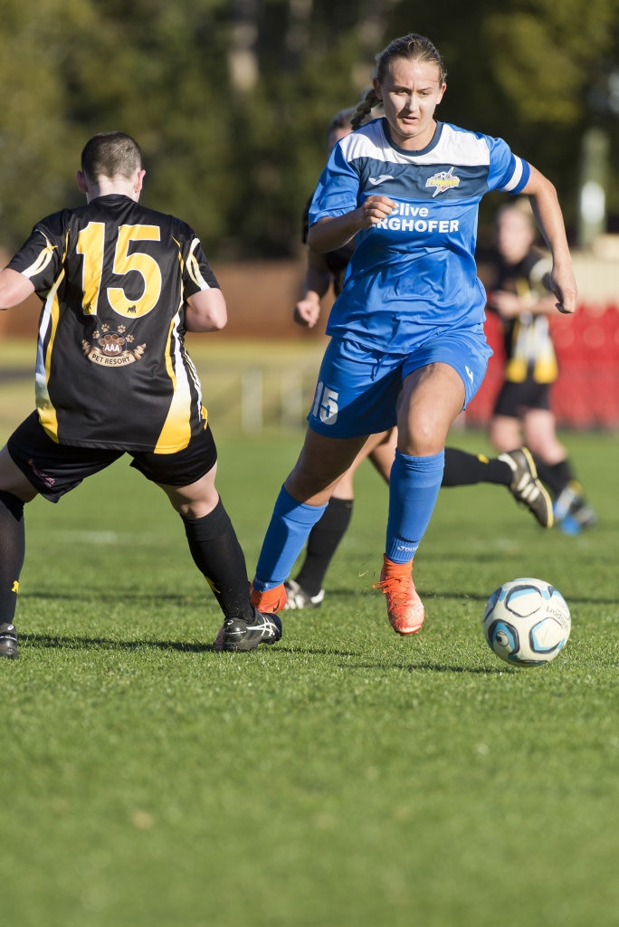 Melanie Lloyd for South West Queensland Thunder against Mudgeeraba Soccer Club in NPL Queensland women round 24 football at Clive Berghofer Stadium, Saturday, August 11, 2018. Picture: Kevin Farmer