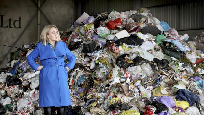 Salisbury mayor Gillian Aldridge with rubbish at a northern refuse transfer facility. Picture Dean Martin