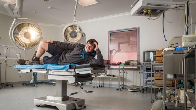 Plumber Leigh Harrison was one of the last babies to go through the hospital, and earlier this year got a chance to have a look at its old operating theatre. Picture: Jake Nowakowski