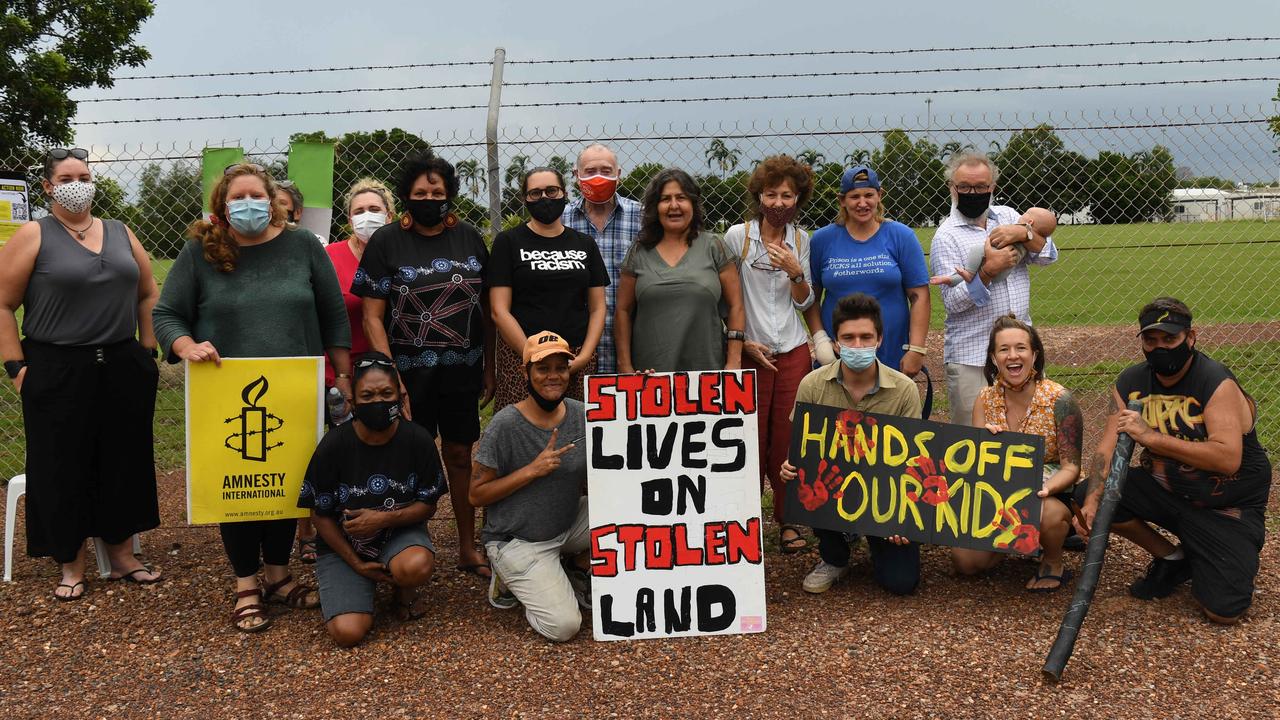 Protesters call for the closure of Youth Detention currently in the Berrimah Prison. Picture: (A)manda Parkinson