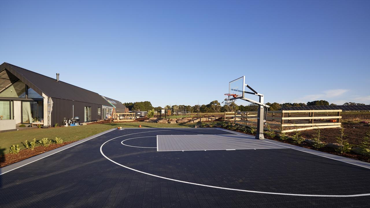 Tom and Sarah-Jane's basketball court (and pony enclosure).