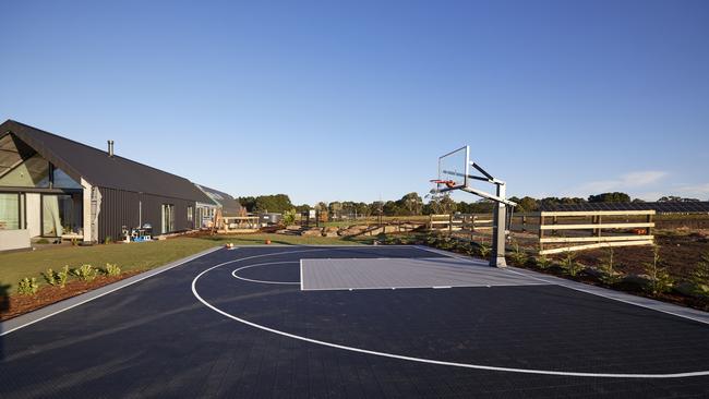 Tom and Sarah-Jane's basketball court (and pony enclosure).