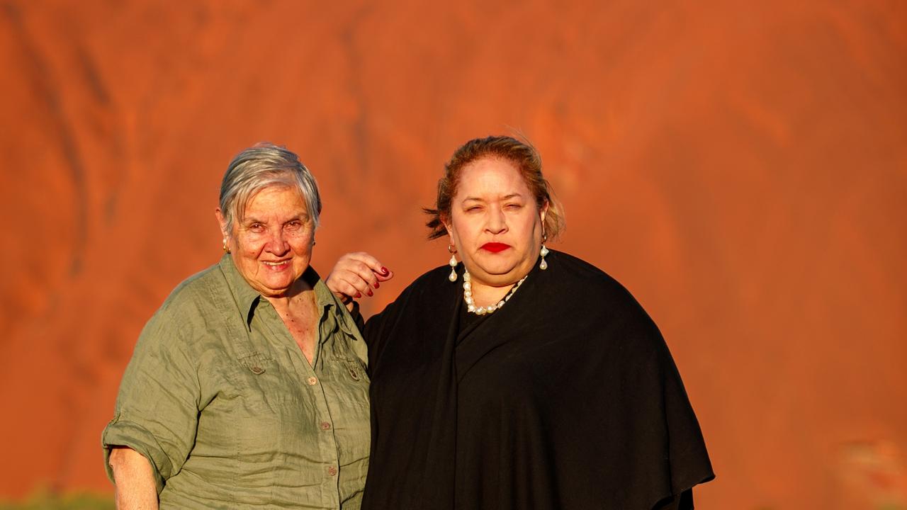 Pat Anderson and Megan Davis at Uluru. Picture: Ben Fry