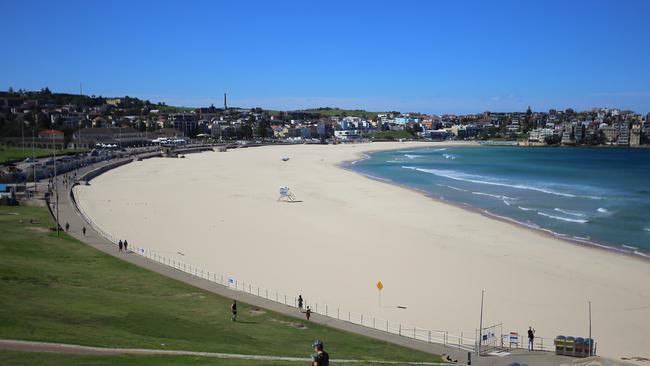 Bondi Beach empty after it was closed to slow the spread of coronavirus.