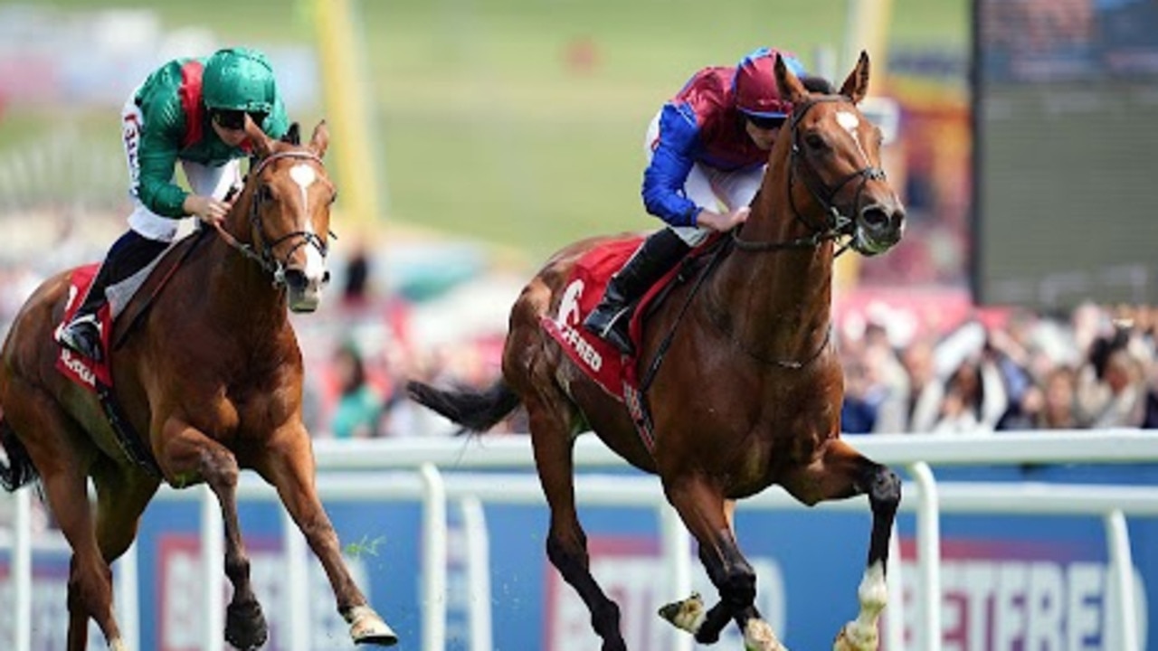 Jan Brueghel (right), who was scratched from the Melbourne Cup last year, prevailed in the Coronation Cup overnight. Picture: PA Images via Getty Images
