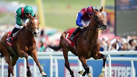 Jan Brueghel (right), who was scratched from the Melbourne Cup last year, prevailed in the Coronation Cup overnight. Picture: PA Images via Getty Images