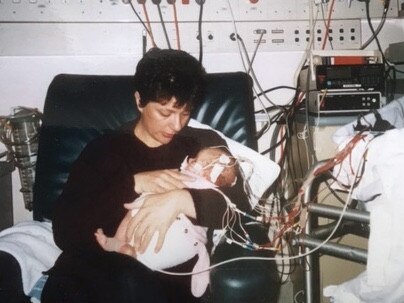 Kathleen Folbigg with daughter Laura at Westmead Children Hospital for a sleep study. Picture: Supplied