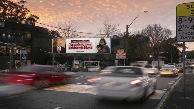 Billboards featuring the Tamil family have gone up in Brisbane and North Sydney areas.