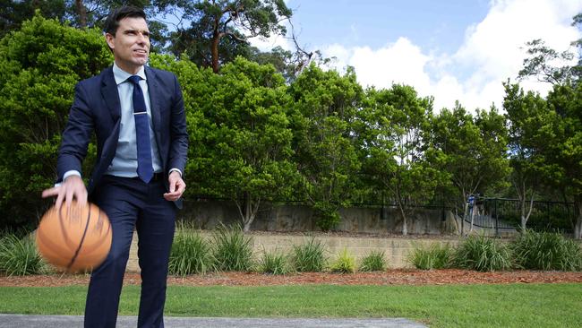 Mosman Council’s Craig Covich, director of environment and planning, tests basketball noise at Balmoral Oval. Picture: Virginia Young