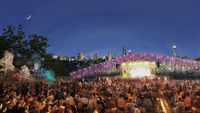 An artist’s impression of the Gold Coast Cultural Precinct’s concert lawn and stage, which is scheduled for completion ahead of next year’s Commonwealth Games.