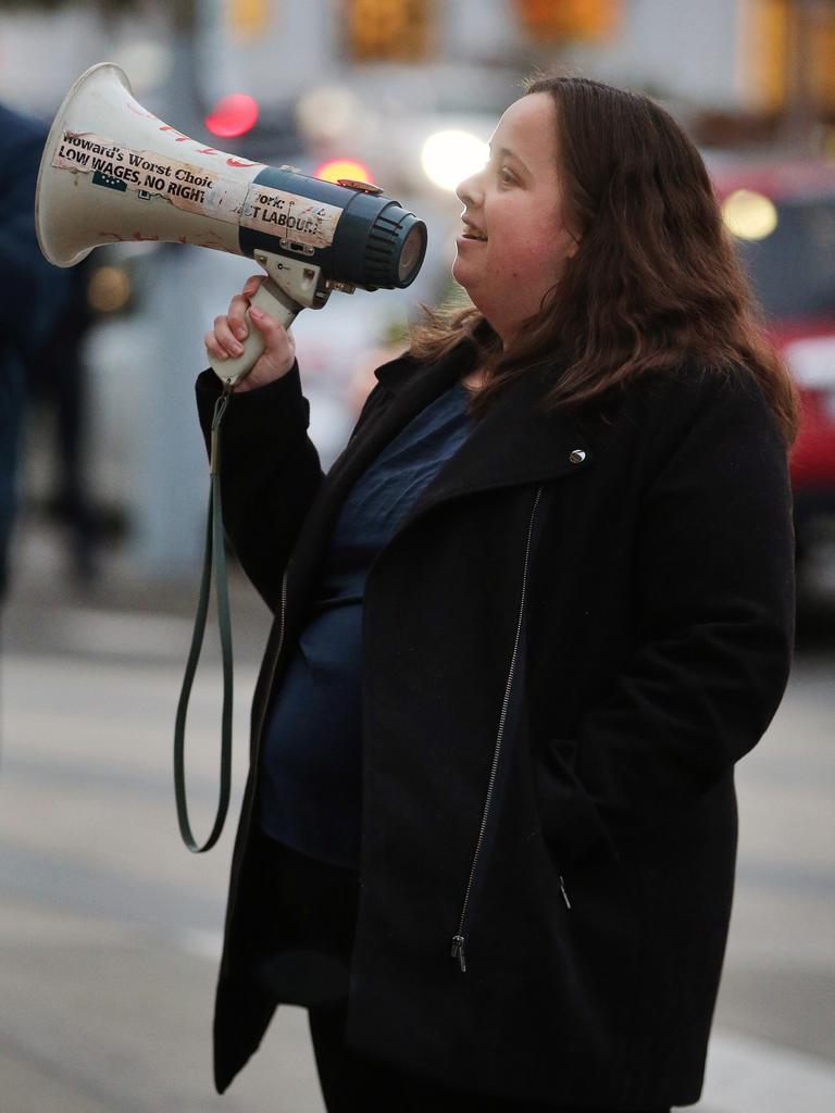 Councillor Sarah Hathway at a community rally in 2023. Picture: Alan Barber.