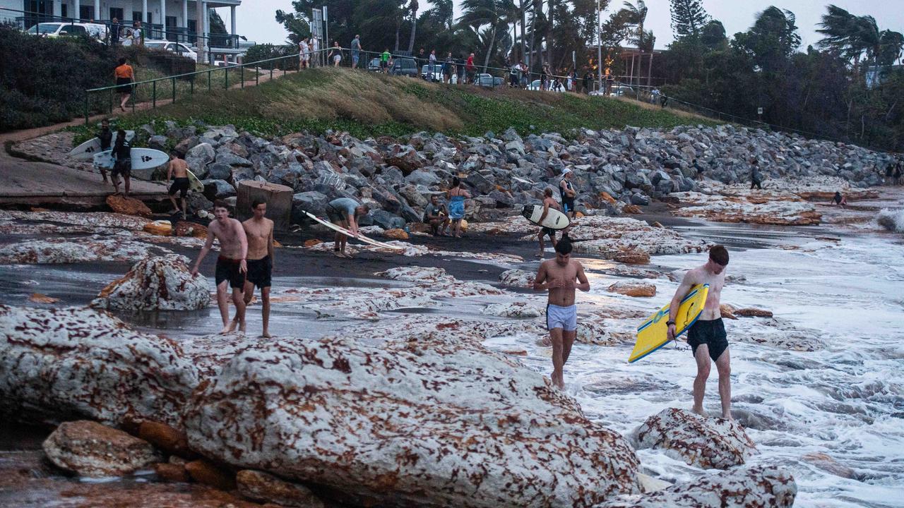 Crowds watches the Top End monsoon Surfing at the Nightcliff Beach, Darwin. Picture: Pema Tamang Pakhrin