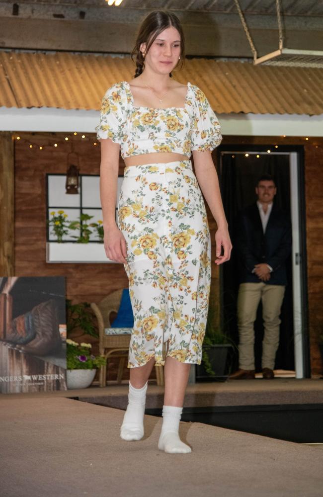 Bonnie Moore during the Ringers Western Toowoomba fashion parade. Heritage Bank Toowoomba Royal Show. Saturday April 20th, 2024 Picture: Bev Lacey