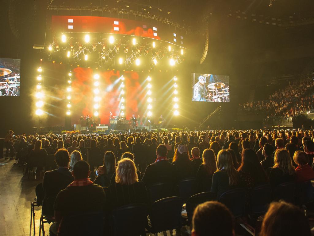 The audience at Rod Laver Arena during the powerful service. Picture: Mushroom Group