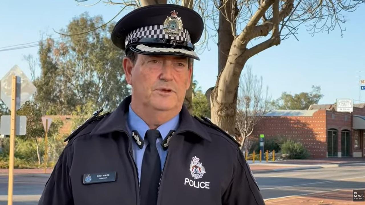 Police Commander of Regional WA Rod Wilde addressed the media on Thursday afternoon, announcing Bowles had suffered a self-inflicted gunshot wound. Picture: ABC