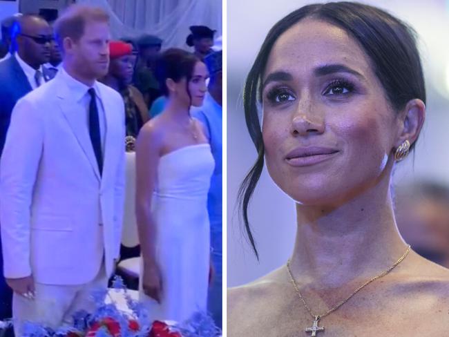 Meghan and Harry were awkwardly serenaded with 'God Save the King'.,