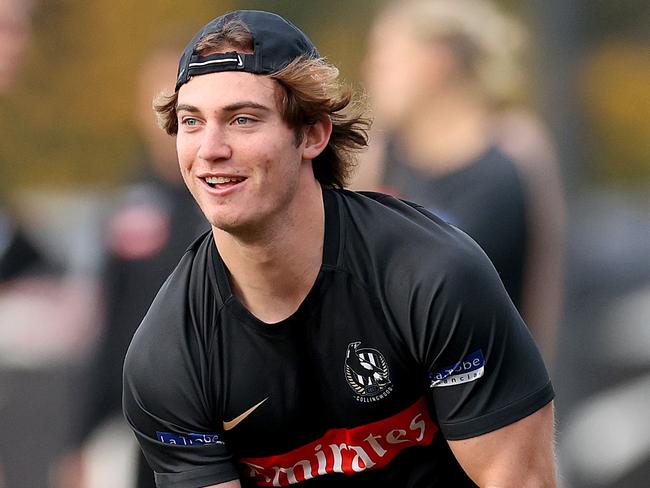 Collingwood forward Harvey Harrison. Picture: Kelly Defina/Getty Images