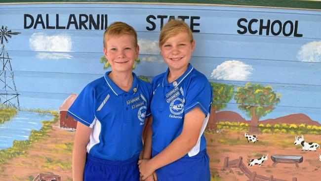 TWIN LEADERS: Aeddan and Catherine are looking forward to leading by example as Dallarnil State School captains. Picture: Erica Murree