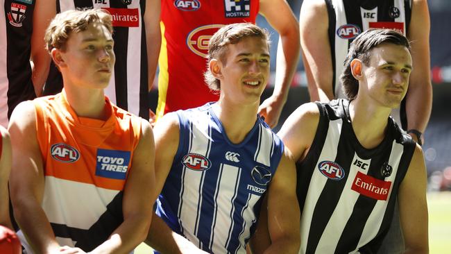 Will Phillips, middle, was pick 3 in the 2020 draft. Picture: Dylan Burns/AFL Photos