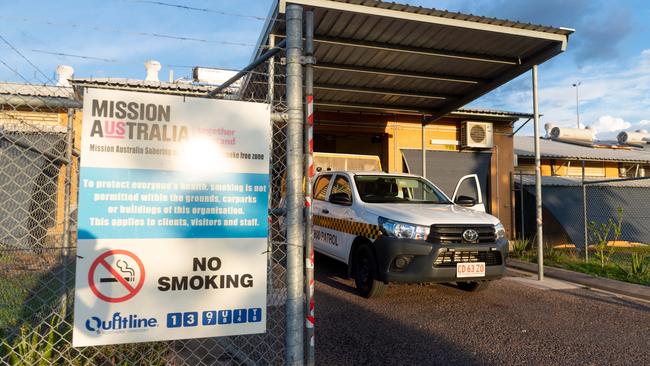 Larrakia Nation Night Patrol drops off a client to a Mission Australia Sobering Up Shelter in Berrimah, Darwin. Photograph: Che Chorley