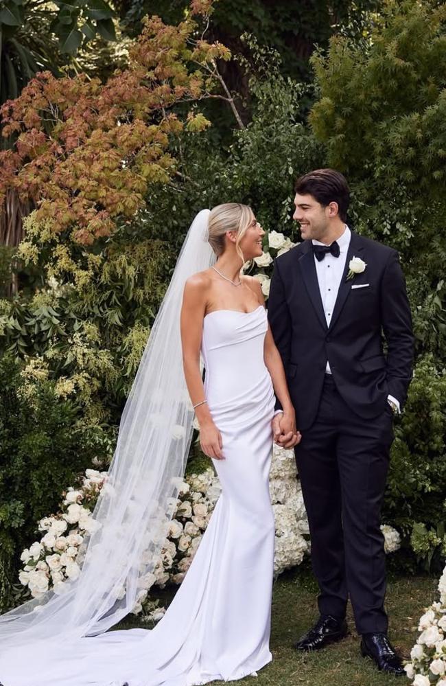 The bride wore a stunning strapless dress. Picture: Instagram