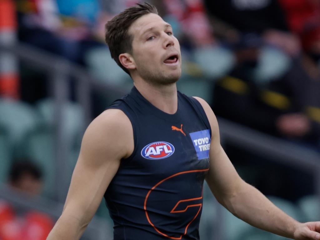 The Giants may have to contend without Toby Greene next weekend, pending the small forward’s tribunal hearing this week. (Photo by Grant Viney/AFL Photos via Getty Images)