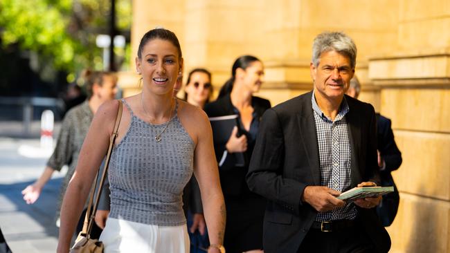 Deni Varnhagen, with supporters, arrives at the Supreme Court on Thursday. Picture: NCA NewsWire / Morgan Sette