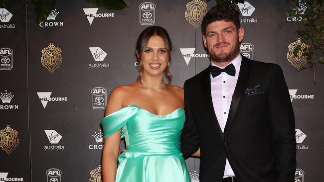 Angus Brayshaw and Danielle Frawley at the 2022 Brownlow. Picture: Mark Stewart