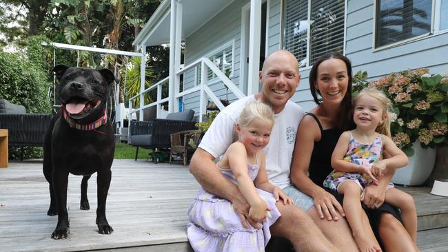 Ryan and Kate Middlebrook, with kids Mila and Hallie, said Manly Vale was a great area. Picture: David Swift