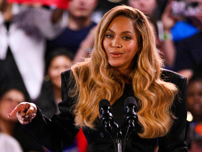 US singer-songwriter Beyonce turned up in diamonds and a gold manicure at the campaign rally for Kamala Harris. Picture: AFP