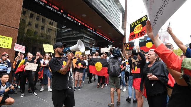 Earlier this year protesters slammed the morning show after a controversial Stolen Generation comment. Picture: AAP Image/Peter Rae