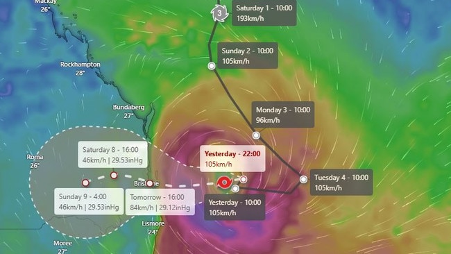 The path of Alfred as of 7.40am Thursday.