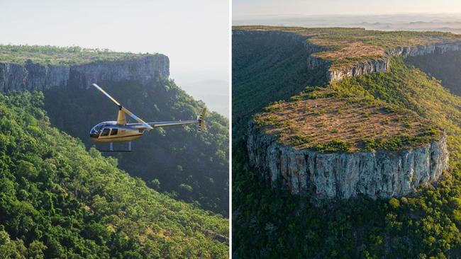 Bush Heli-Services offers chartered flights over the Peak Ranges, including landing on Lord’s Table Mountain. Picture: Bush-Heli Services, Mackay Isaac Tourism