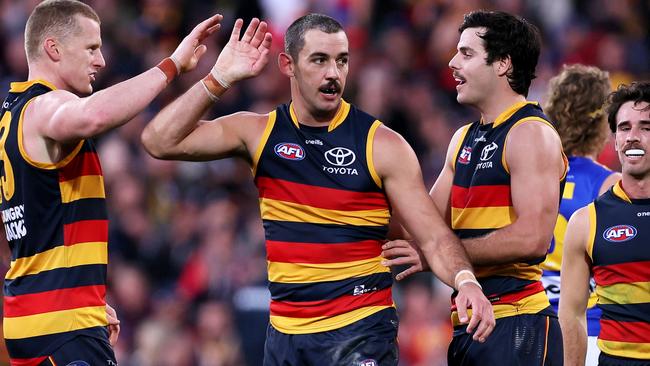 The Crows poured it on throughout the game. (Photo by James Elsby/AFL Photos via Getty Images)