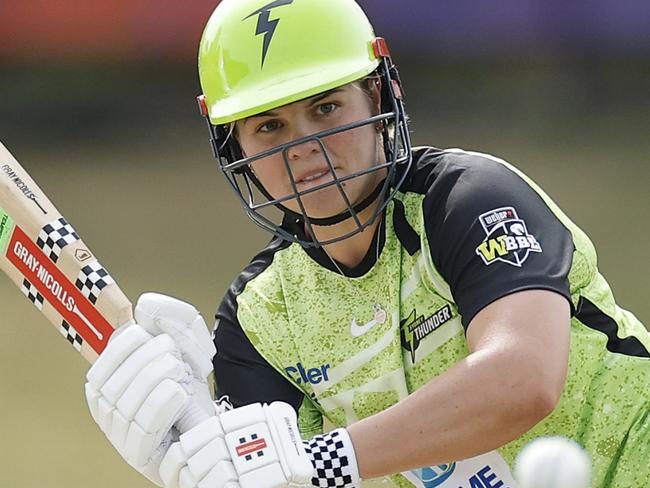 MELBOURNE, AUSTRALIA - NOVEMBER 23: Georgia Voll of the Thunder bats during the WBBL match between Melbourne Renegades and Sydney Thunder at CitiPower Centre on November 23, 2024, in Melbourne, Australia. (Photo by Daniel Pockett/Getty Images)