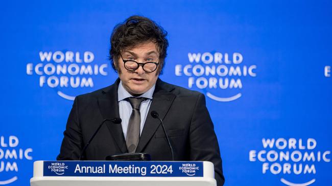 Argentina's President Javier Milei speaks his mind at the World Economic Forum meeting in Davos. Picture: AFP