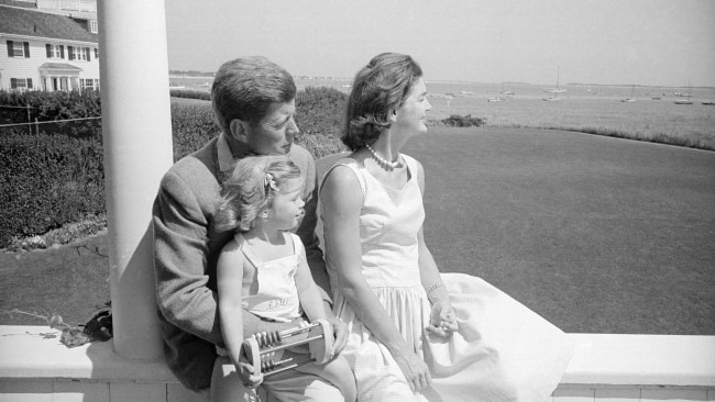 Former US President John F Kennedy with wife Jackie and daughter Caroline. Picture: Getty