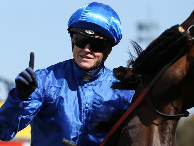 Craig Williams rides Banish to victory in the italktravel Fillies Classic during the Cox Plate day, at Moonee Valley Race course in Melbourne, Saturday, October 28, 2017. (AAPImage/George Salpigtidis) NO ARCHIVING, EDITORIAL USE ONLY