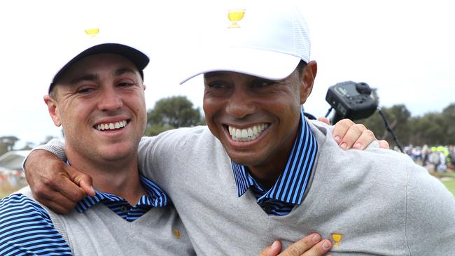 The new ‘Smiling Tiger’ has learnt to lean on his peers. Pictures: Getty Images