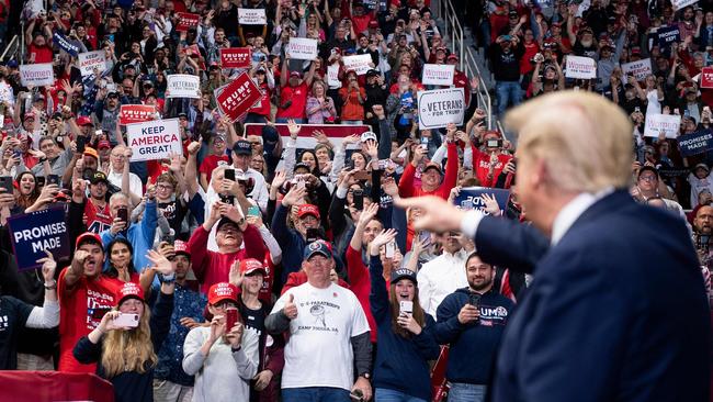 US President Donald Trump arrives to speak at a rally at Bojangles' Coliseum in Charlotte, North Carolina on March 2. Picture: Brendan Smialowski/AFP