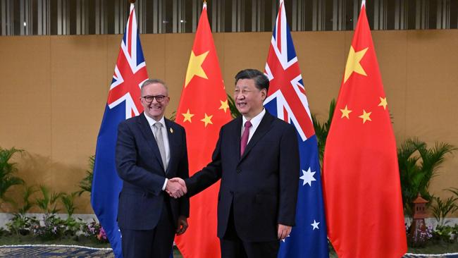 Prime Minister Anthony Albanese meets China's President Xi Jinping in a bilateral meeting during the 2022 G20 summit in Nusa Dua, Bali, Indonesia, Tuesday, November 15, 2022. Picture: Mick Tsikas/AAP