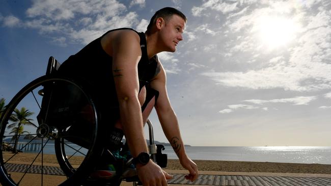 Wheelchair athlete Damon Jaenke ahead of competing in the 2023 Mackay Marina Run. Picture: Evan Morgan